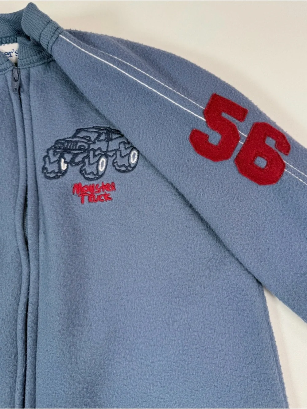 VINTAGE CARTER’S 2000s Monster Truck Fleece One Piece Zip Up 3T Pajamas Cozy Y2K